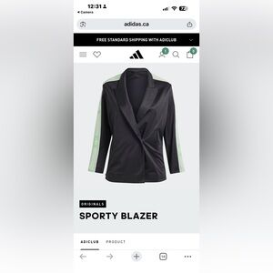 adidas Originals Black Blazer with Light Green Sleeve Stripes